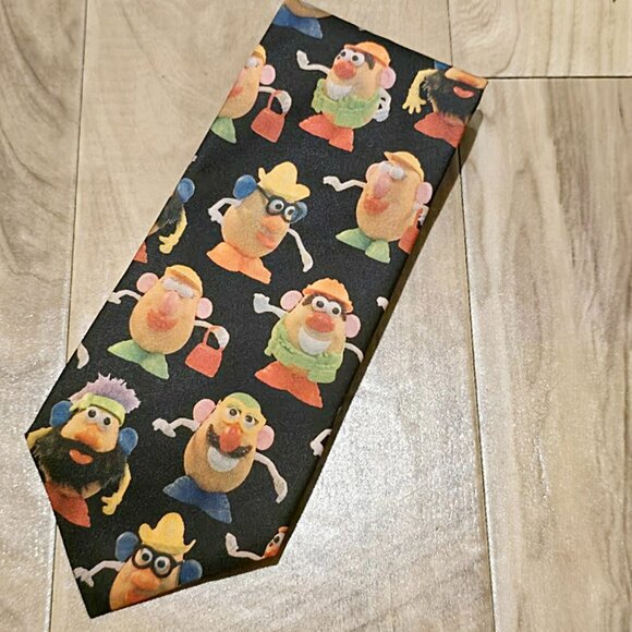 Vintage 1995 Ralph Marlin Mr. Potato Head Novelty Neck Tie Black 56" EUC - Picture 3 of 9